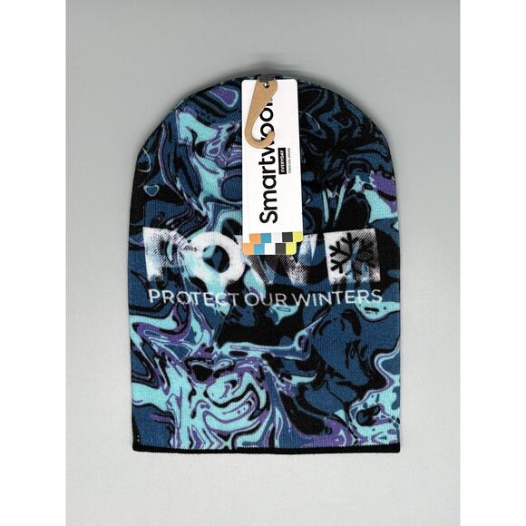 Smartwool Beanie Adult One Size Pow Print Blue Black Winter Cap NEW - Picture 1 of 2